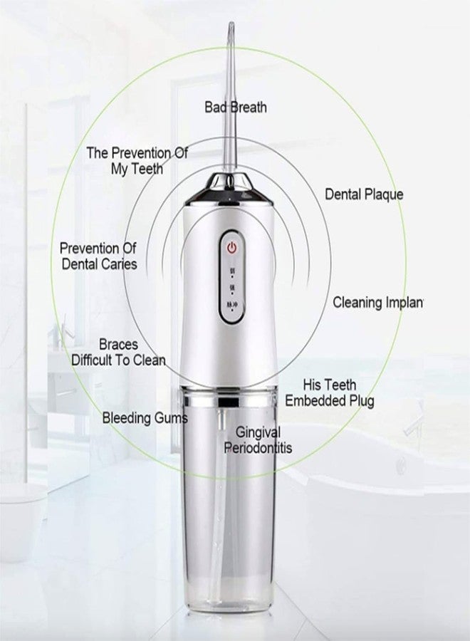 HEEJ Portable Oral Irrigator, Rechargeable Water Flosser with 3 Modes, 300ml Tank, USB Charging, Multiple Tips for Teeth and Braces, White/Pink/Green - Image 3